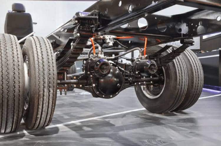 Image showing modified suspension of heavy vehicle for VASS certificate